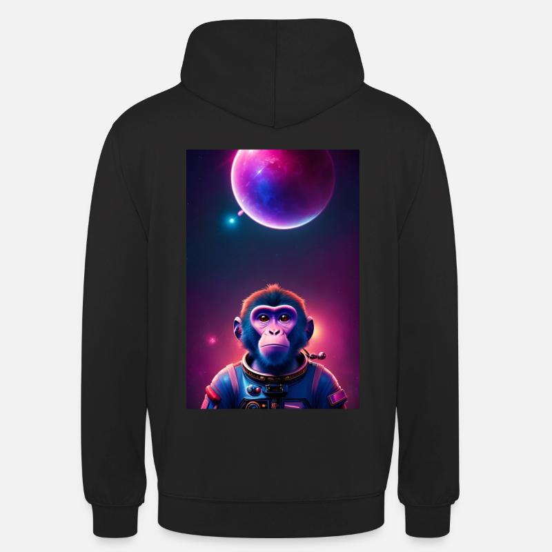 Space Monkey Grafik - Cooler Synthwave-Astronaut - Unisex Hoodie - Schwarz