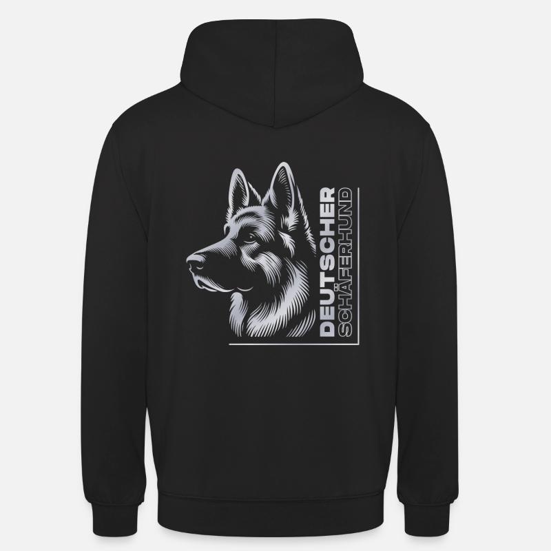 German Shepherd Drawing Head Silver - Unisex Hoodie - black