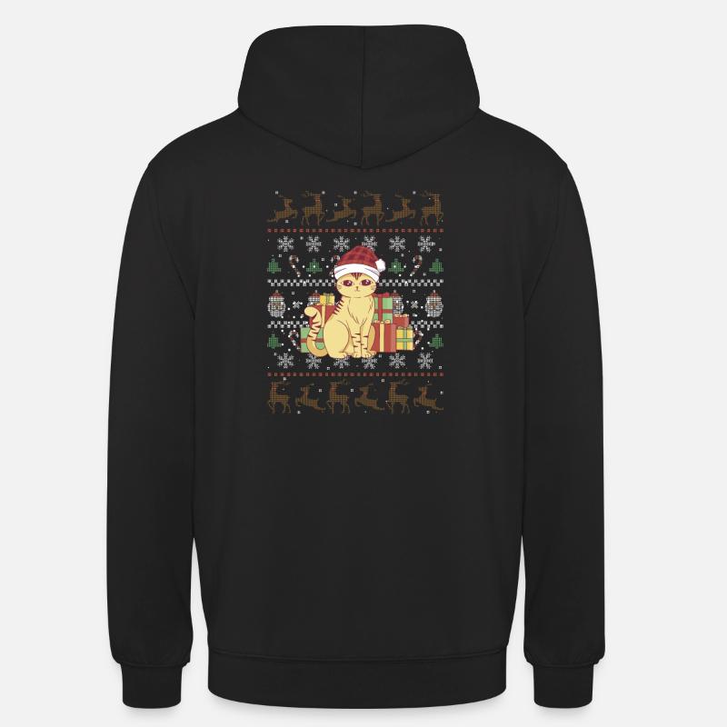 Mignon chat de Noël - Sweat-shirt à capuche unisexe - noir