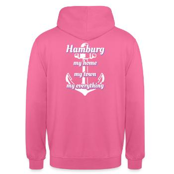 Hamburg Spruch Hansestadt Hamburg - Unisex Hoodie - Pink - Hinten - Michal (187cm)