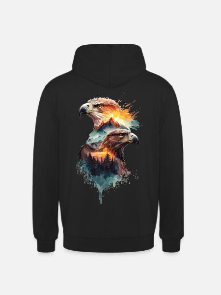 Himlens frihet: Örnar och bergslandskap - Luvtröja unisex - svart