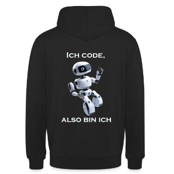 Robot : Je code, donc je suis - Sweat-shirt à capuche unisexe - noir - Dos - Michal (187cm)