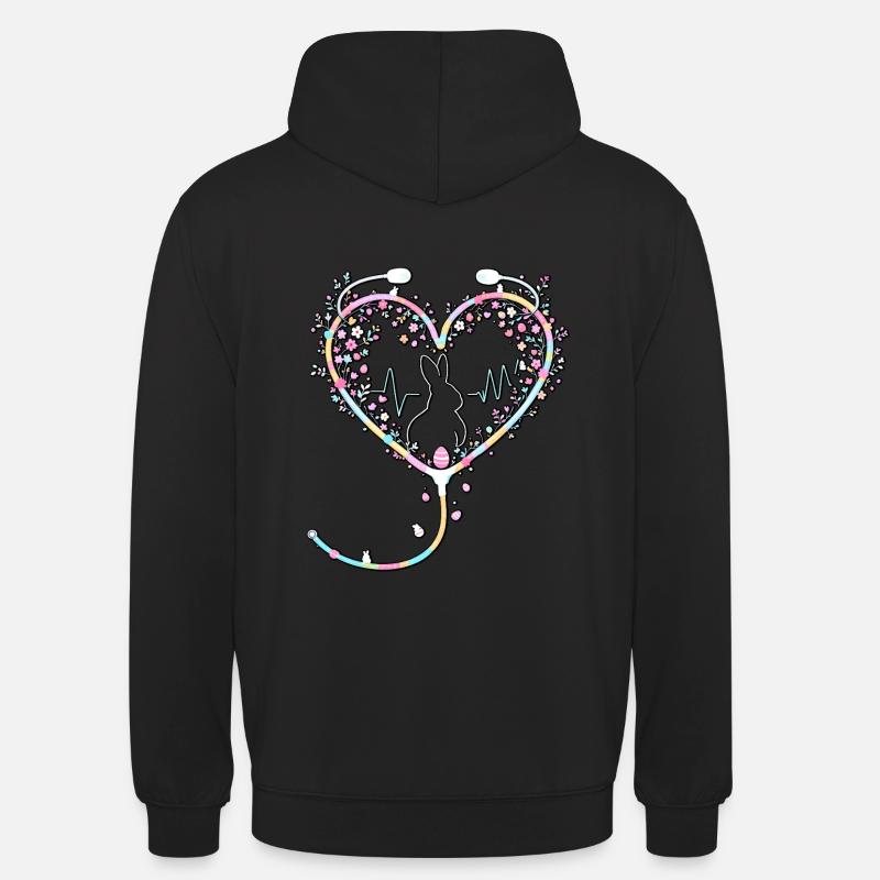 Lapin de Pâques Infirmière - Sweat-shirt à capuche unisexe - noir