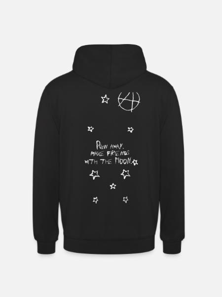 bli vän med månen - Luvtröja unisex - svart