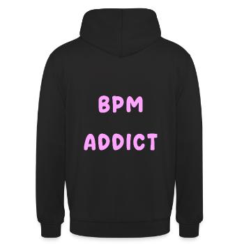 BPM Techno Musik Teuf - Unisex Hoodie - Schwarz - Hinten - Michal (187cm)