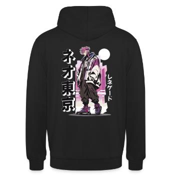 Pink Hair Man Anime - Unisex Hoodie - Schwarz - Hinten - Michal (187cm)