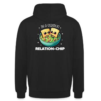 In A Serious Relation-Chip Funny Puns Valentine - Unisex Hoodie - black - Back - Michal (187cm)