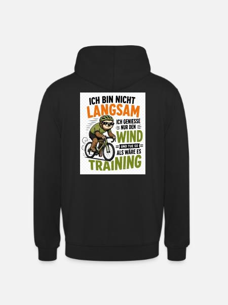 Faultier auf Fahrrad - Unisex Hoodie - Schwarz