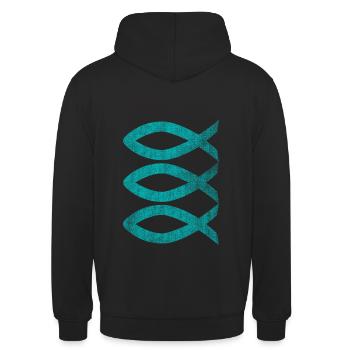 Christlich Fische Jesus Fisch - Unisex Hoodie - Schwarz - Hinten - Michal (187cm)