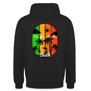 Temps mort - Plage - Vacances - Détente - Vacances d’été - Sweat-shirt à capuche unisexe - noir - Dos - Michal (187cm)