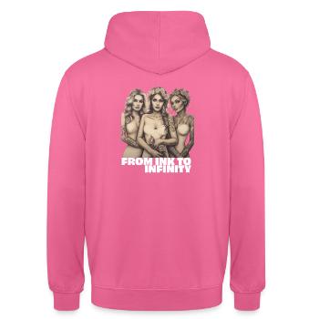 Von Tinte bis Unendlich. eingefärbte Braut - Unisex Hoodie - Pink - Hinten - Michal (187cm)