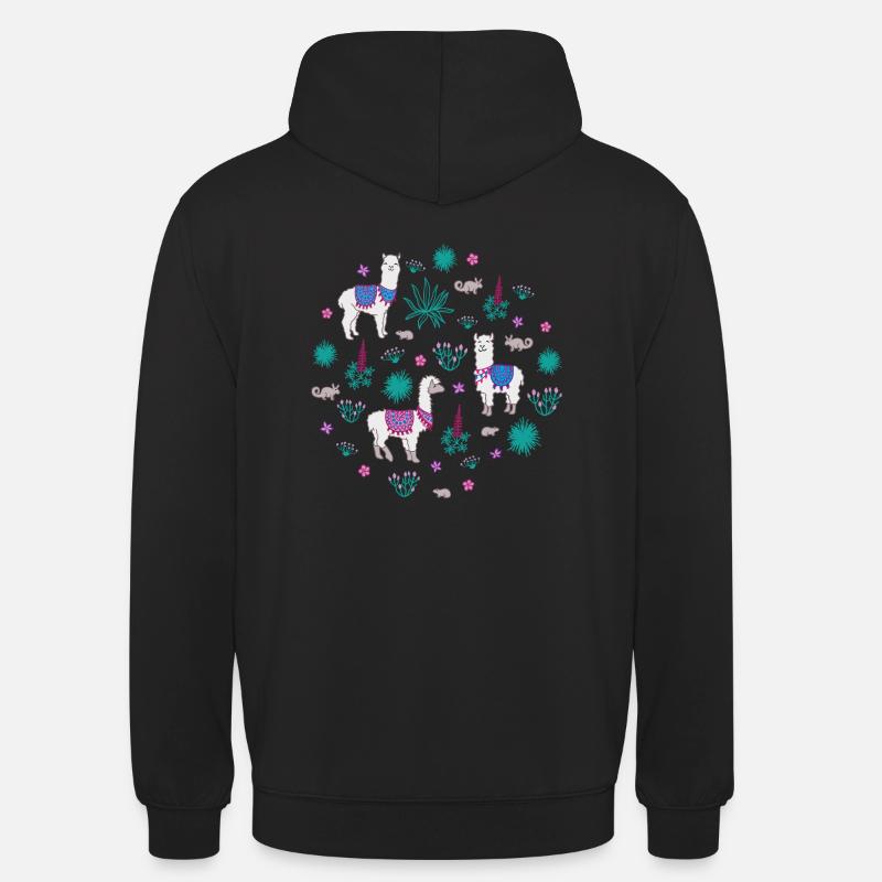 Llama et ses amis - Sweat-shirt à capuche unisexe - noir