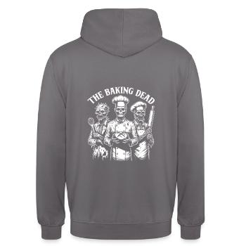Baking Dead - backende Zombies - Unisex Hoodie - Mittelgrau - Hinten - Michal (187cm)