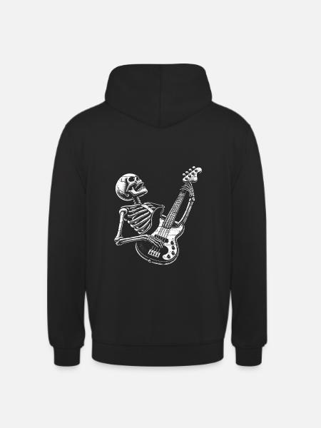 Skeleton Skull with Bass Guitar - Unisex Hoodie - black