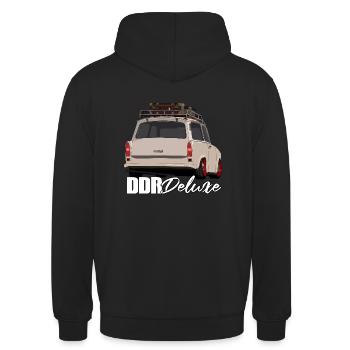 ddr deluxe Trabi Kombi tief tuning Zweitakt - Unisex Hoodie - Schwarz - Hinten - Michal (187cm)