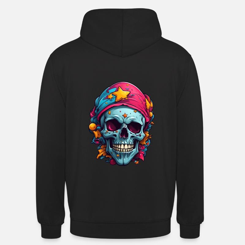 Dekorativer bunter Skull - Unisex Hoodie - Schwarz