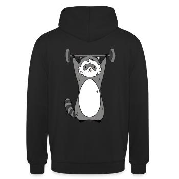 Funny Fitness-Raccoon - Unisex Hoodie - black - Back - Michal (187cm)