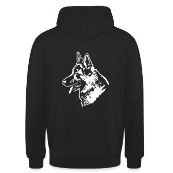 319 deutscher Schäferhund - Unisex Hoodie - Schwarz - Hinten - Michal (187cm)