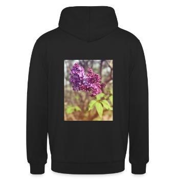 Der Duft des Flieders - Unisex Hoodie - Schwarz - Hinten - Michal (187cm)