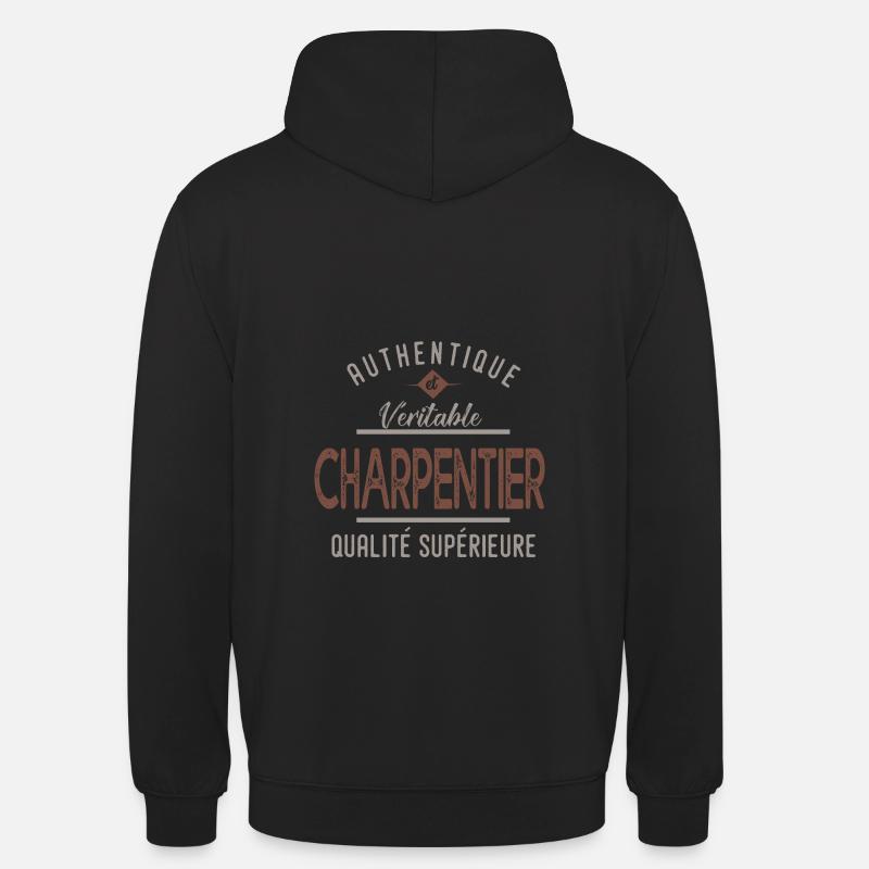 métier profession charpentier authentique cadeau - Sweat-shirt à capuche unisexe - noir