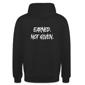 Earned. Not Given. - Unisex Hoodie - Schwarz - Hinten - Michal (187cm)