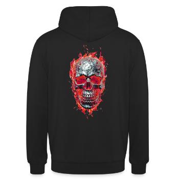 Burning skull - Unisex Hoodie - black - Back - Michal (187cm)