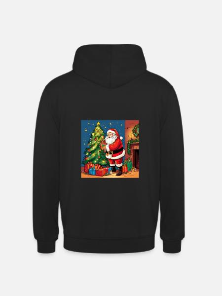 Christmastree with Santa Design - Unisex Hoodie - black