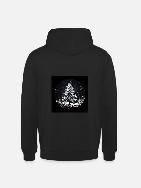B&W Wintertree Design - Unisex Hoodie - black