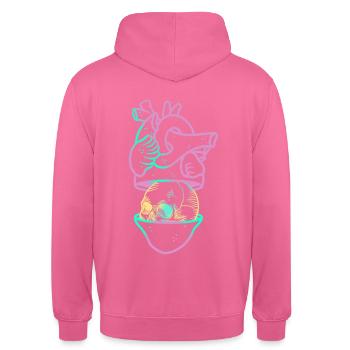 Heart Skull 2 mauve - Sweat-shirt à capuche unisexe - rose - Dos - Michal (187cm)