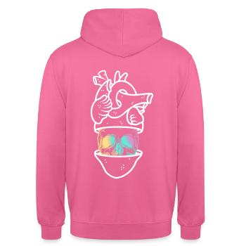 Heart Skull 3 white - Sweat-shirt à capuche unisexe - rose - Dos - Michal (187cm)