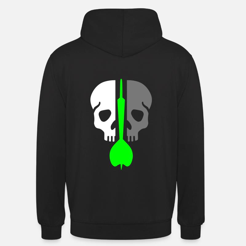 Geteilter Schädel und Dartpfeil - Unisex Hoodie - Schwarz