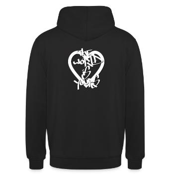 The World is Yours - Unisex Hoodie - Schwarz - Hinten - Michal (187cm)