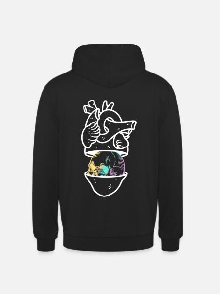 Heart Skull 2 white - Unisex Hoodie - black