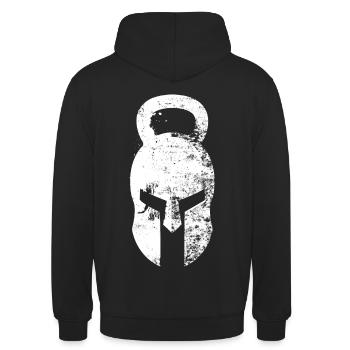 Spartaner Helm Kettlebell - Unisex Hoodie - Schwarz - Hinten - Michal (187cm)