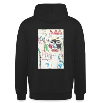 Design en forme Jean-Michel Basquiat - Sweat-shirt à capuche unisexe - noir - Dos - Michal (187cm)