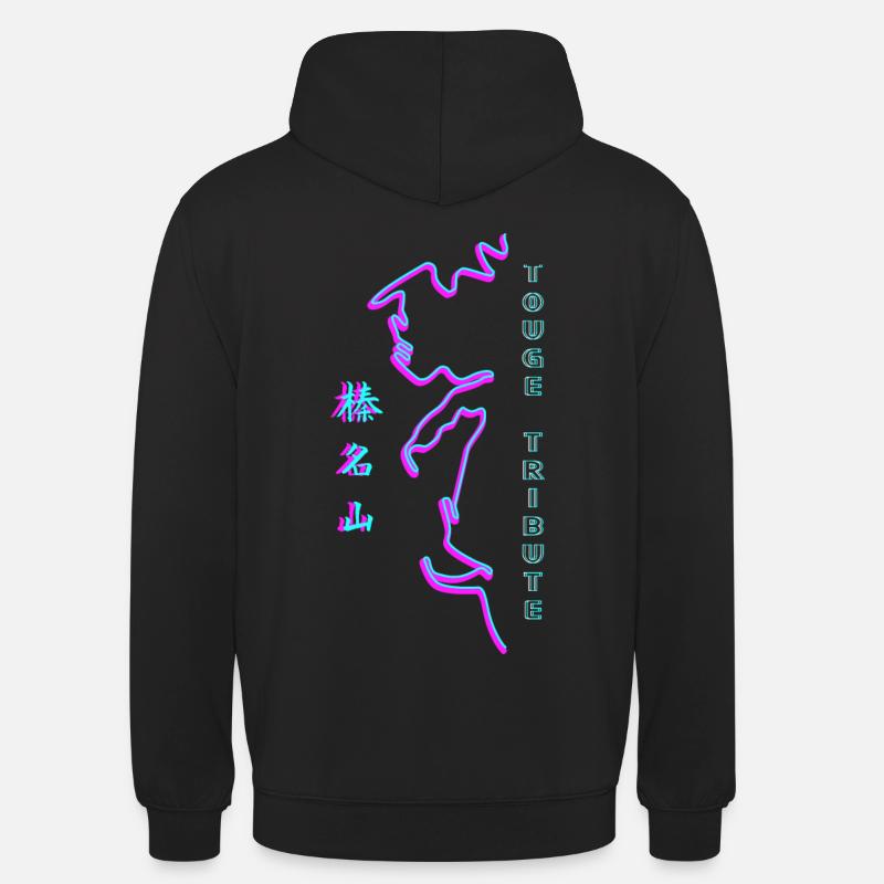 秋名 Akina Touge Synthwave - Sweat-shirt à capuche unisexe - noir
