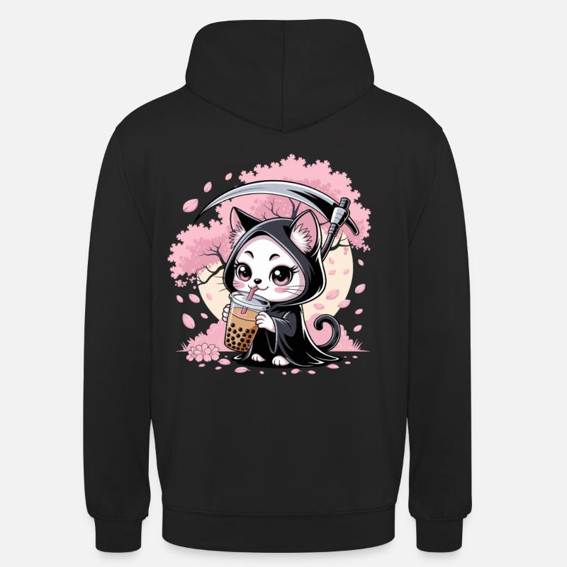 Sensenmann Anime Katze Kirschblüte - Unisex Hoodie - Schwarz