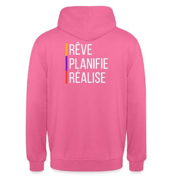 Citation de Motivation - Sweat-shirt à capuche unisexe - rose - Dos - Michal (187cm)