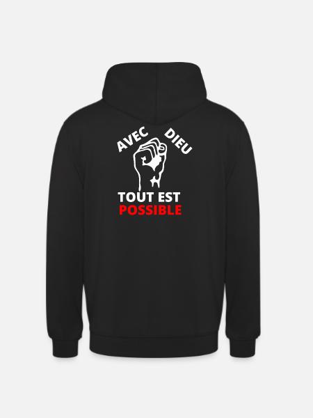 Poing revendicatif inspirant message de solidarité - Sweat-shirt à capuche unisexe - noir