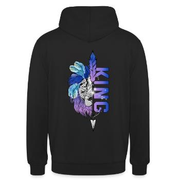 Löwe King - Queen Pärchendesign Valentinstag - Unisex Hoodie - Schwarz - Hinten - Michal (187cm)
