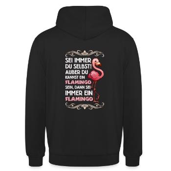 Lustiger Flamingo Spruch Vogel Geschenk - Unisex Hoodie - Schwarz - Hinten - Michal (187cm)