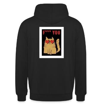 this cat doesn´t give a f*** - Unisex Hoodie - Schwarz - Hinten - Michal (187cm)