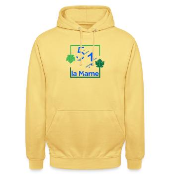La Marne - Sweat-shirt à capuche unisexe - jaune citron - Devant - Alina (178cm) & Michal (187cm)