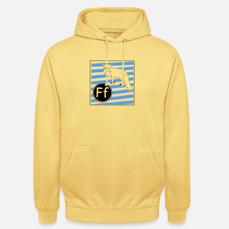 F for Fox (learning to read in primary school) - Unisex Hoodie - lemon yellow