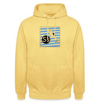 S for Seahorse - Unisex Hoodie - lemon yellow - Front - Alina (178cm) & Michal (187cm)