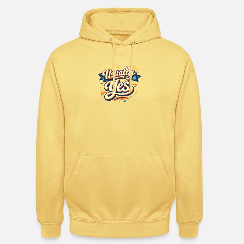 Usually Yes Retro Script - Unisex Hoodie - Zitronengelb