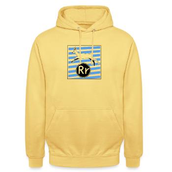 R wie Reh - Unisex Hoodie - Zitronengelb - Vorne - Alina (178cm) & Michal (187cm)