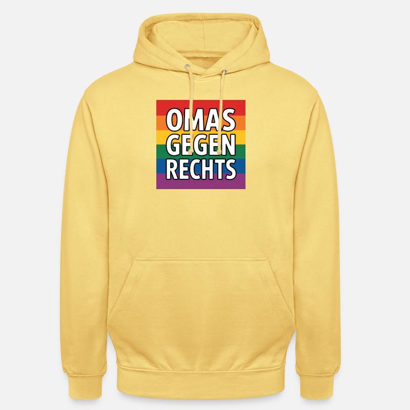 Omas gegen Rechts - Antifa Regenbogen Tee - Unisex Hoodie - Zitronengelb