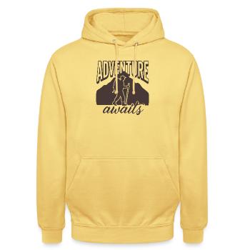 Bergwanderung Abenteuerpfad - Unisex Hoodie - Zitronengelb - Vorne - Alina (178cm) & Michal (187cm)