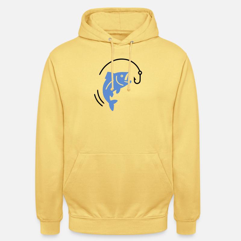 Pêche au poisson sur hameçon logo - Sweat-shirt à capuche unisexe - jaune citron